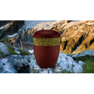 Biodegradable Cremation Ashes Funeral Urn / Casket - BORDEAUX RED with RELIEF BAND Design